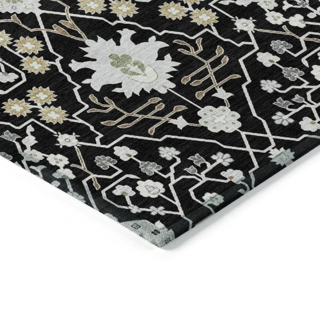 Elara Black Washable Indoor - Outdoor Rug - LOOMLAN - LOOMLAN Rugs - Outdoor Rugs