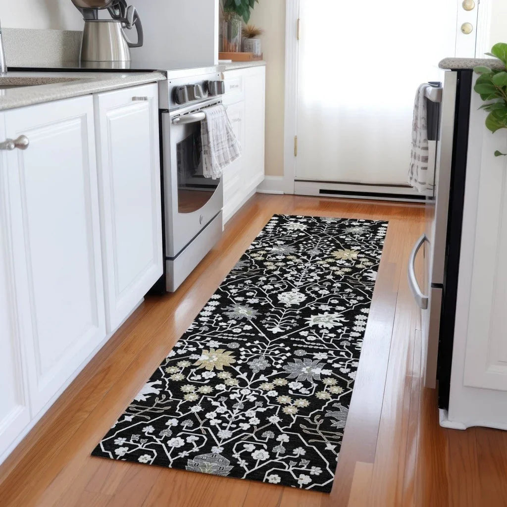 Elara Black Washable Indoor - Outdoor Rug - LOOMLAN - LOOMLAN Rugs - Outdoor Rugs