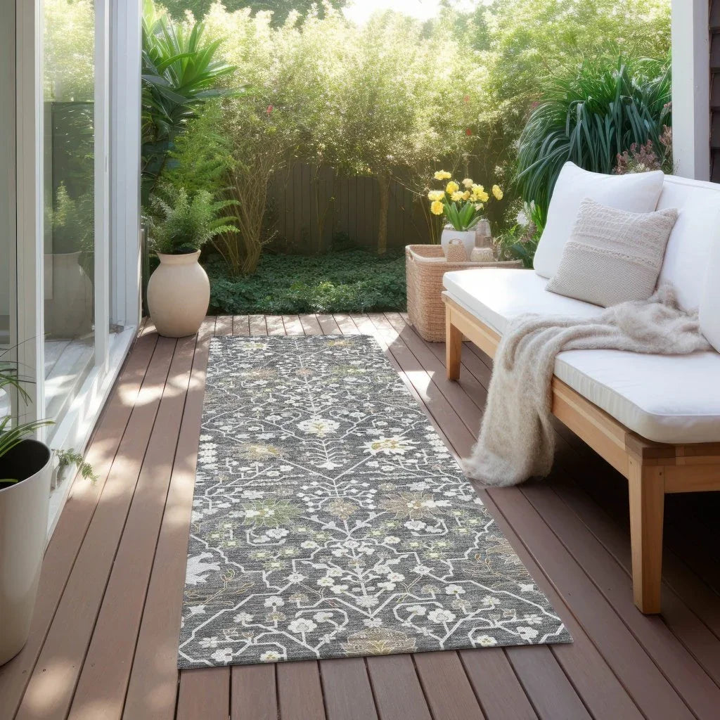 LOOMLAN Rugs Elara Charcoal Washable Indoor-Outdoor Rug