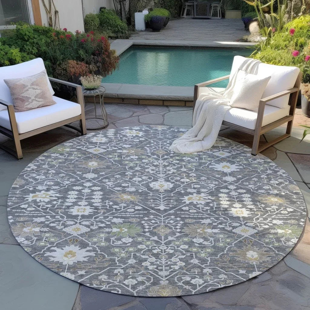 LOOMLAN Rugs Elara Charcoal Washable Indoor-Outdoor Rug
