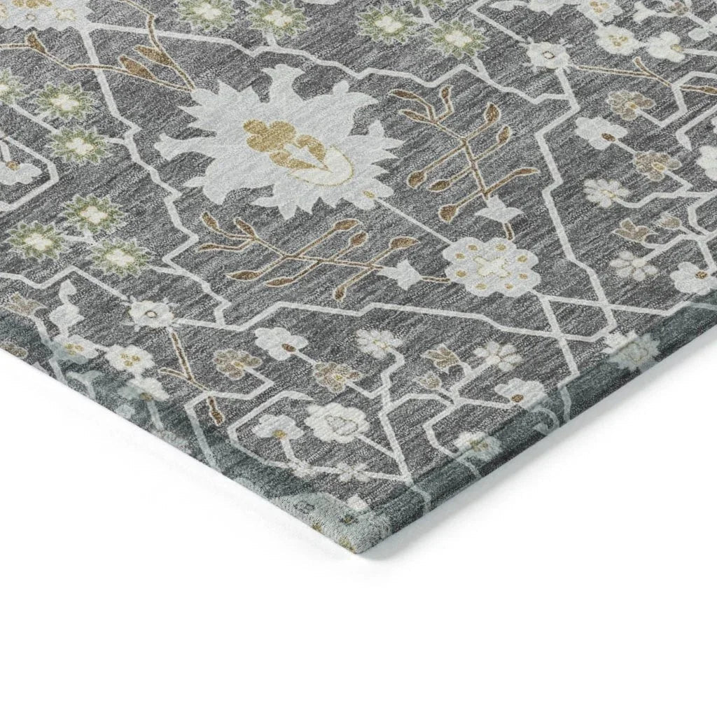 LOOMLAN Rugs Elara Charcoal Washable Indoor-Outdoor Rug