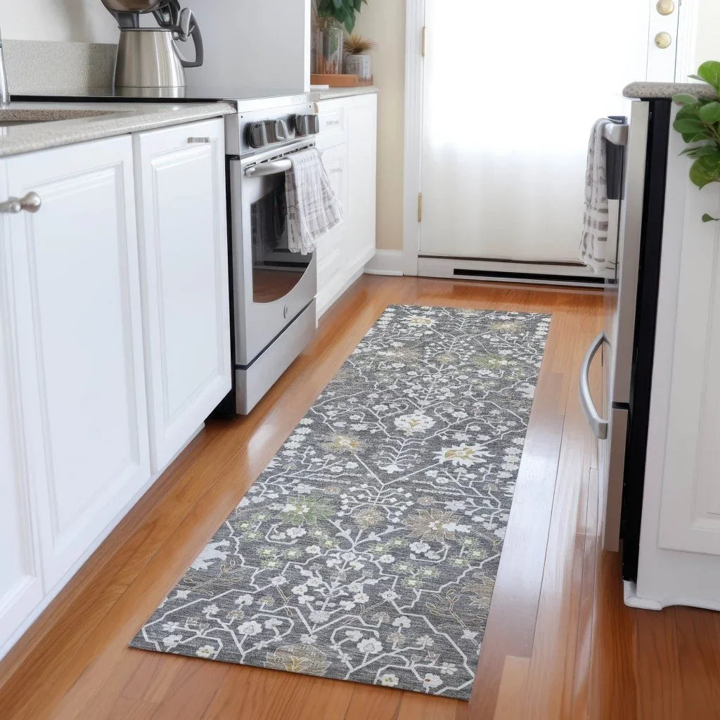 LOOMLAN Rugs Elara Charcoal Washable Indoor-Outdoor Rug