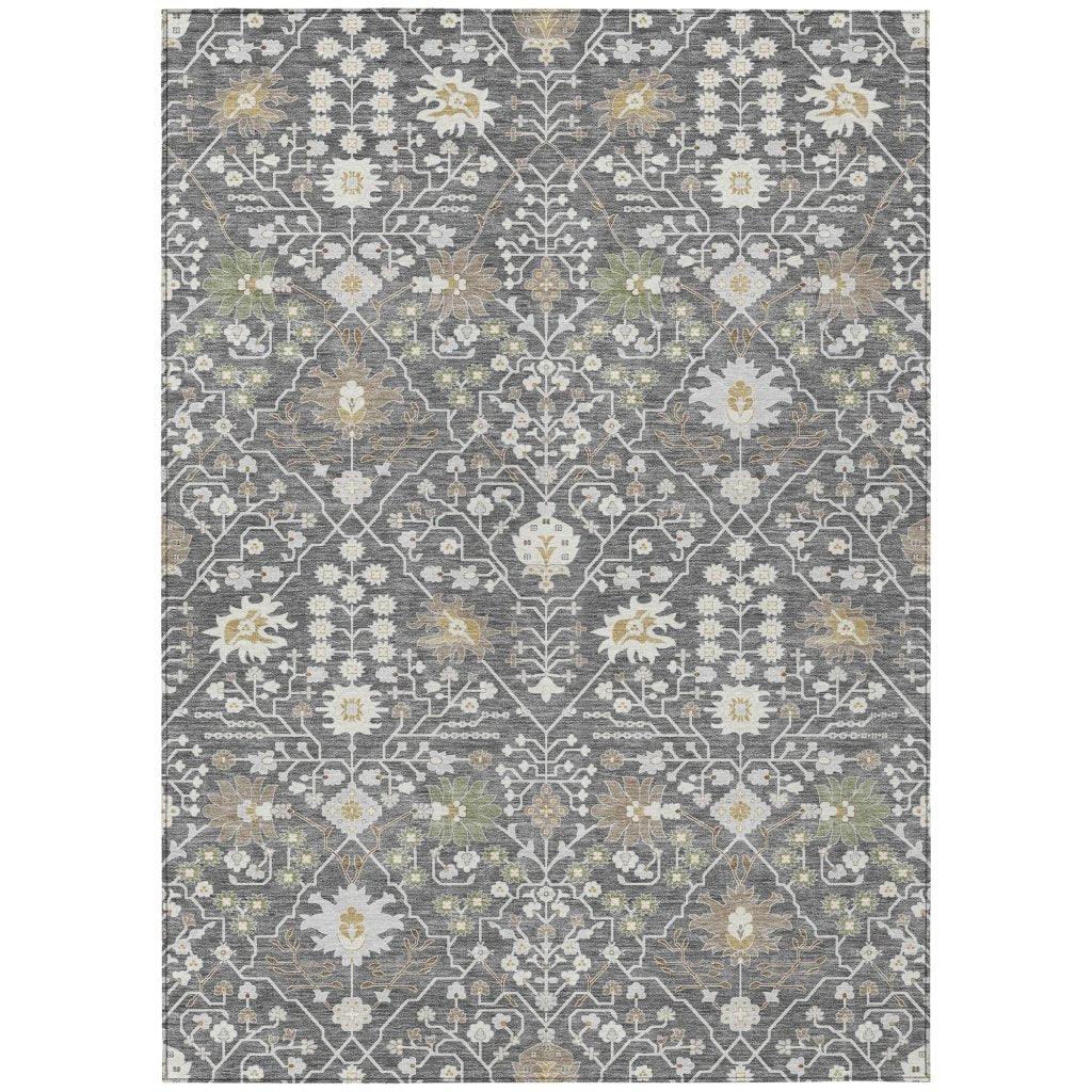 LOOMLAN Rugs Elara Charcoal Washable Indoor-Outdoor Rug