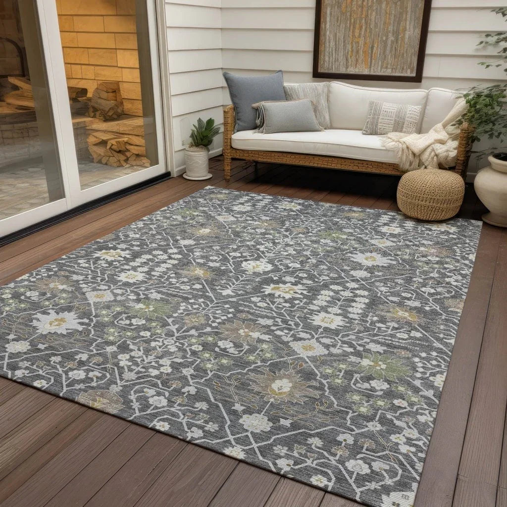 LOOMLAN Rugs Elara Charcoal Washable Indoor-Outdoor Rug