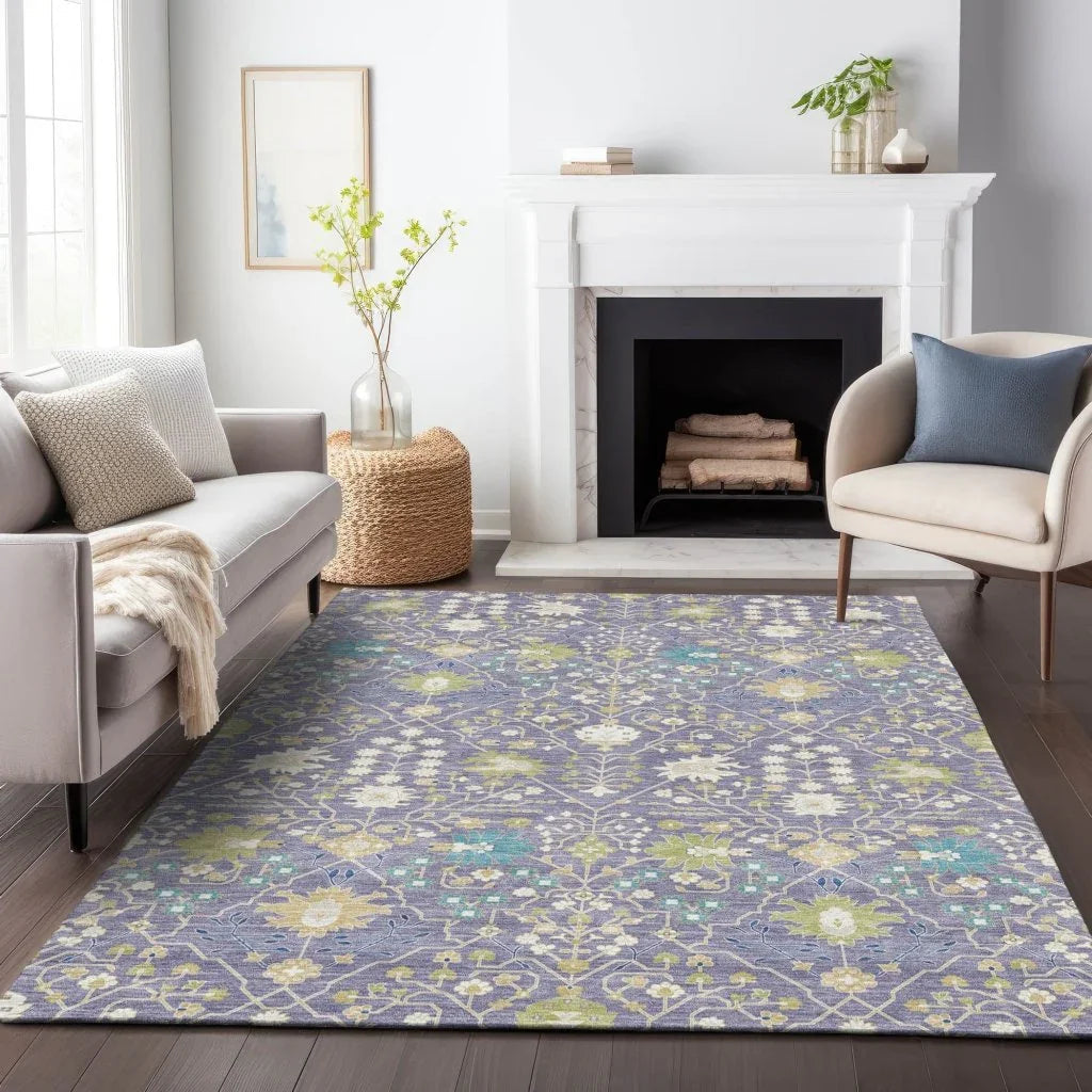 LOOMLAN Rugs Elara Purple Washable Indoor-Outdoor Rug