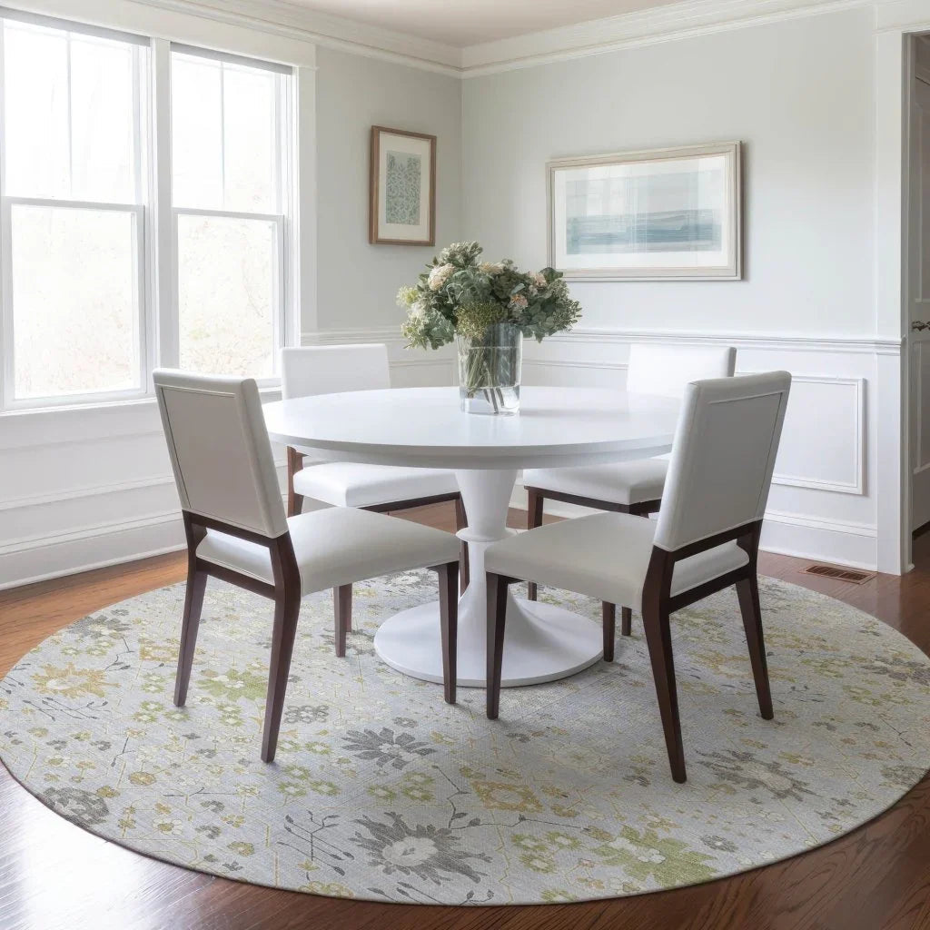 LOOMLAN Rugs Elara Silver Washable Indoor-Outdoor Rug