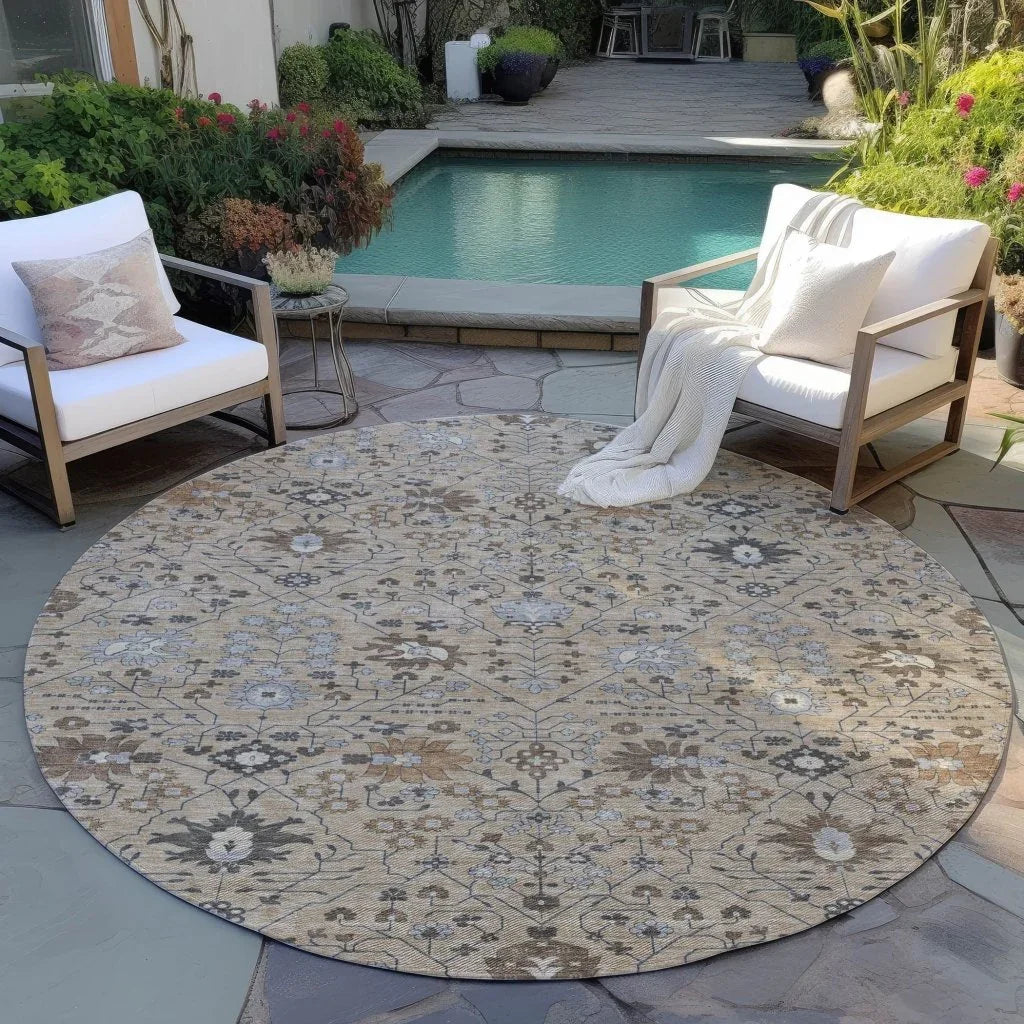 LOOMLAN Rugs Elara Taupe Washable Indoor-Outdoor Rug
