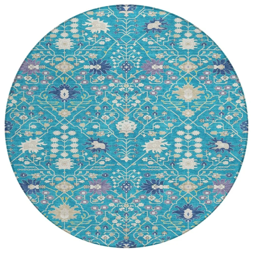 LOOMLAN Rugs Elara Teal Washable Indoor-Outdoor Rug