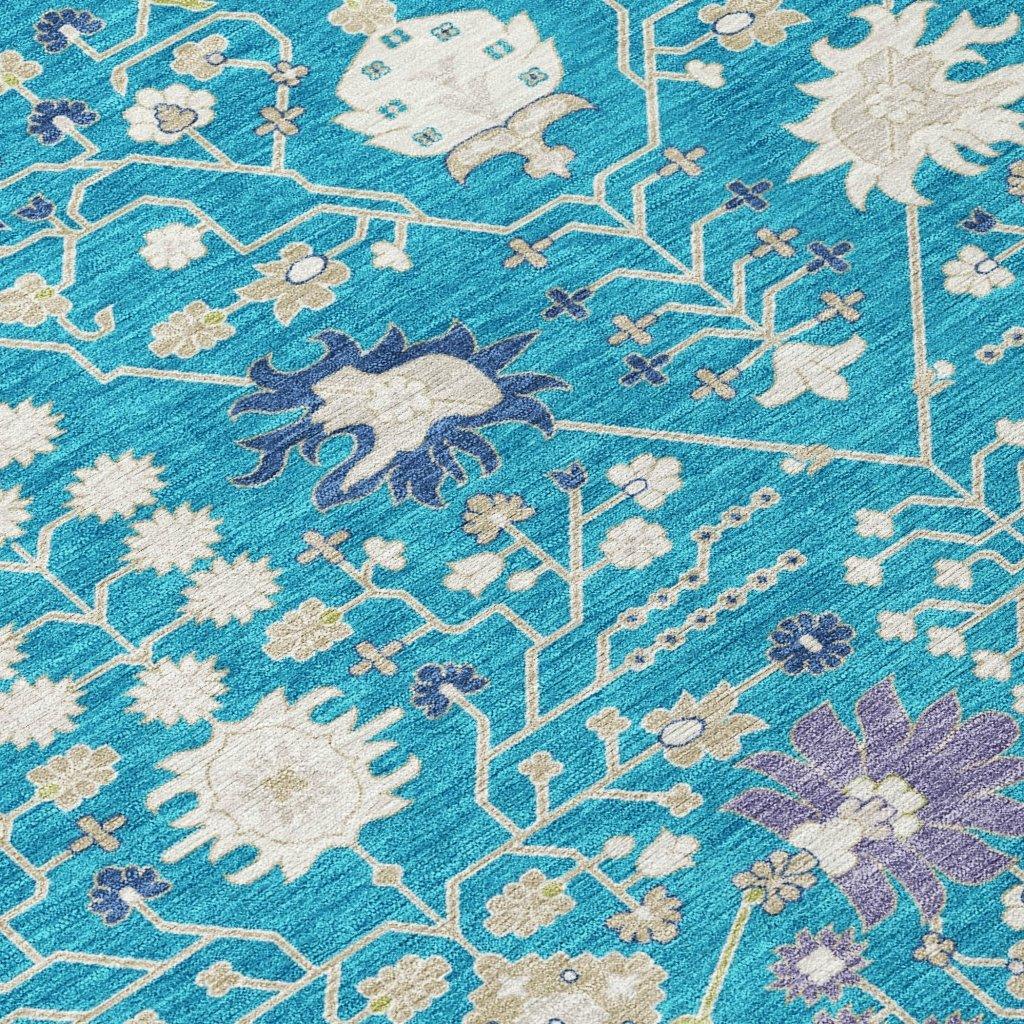 LOOMLAN Rugs Elara Teal Washable Indoor-Outdoor Rug