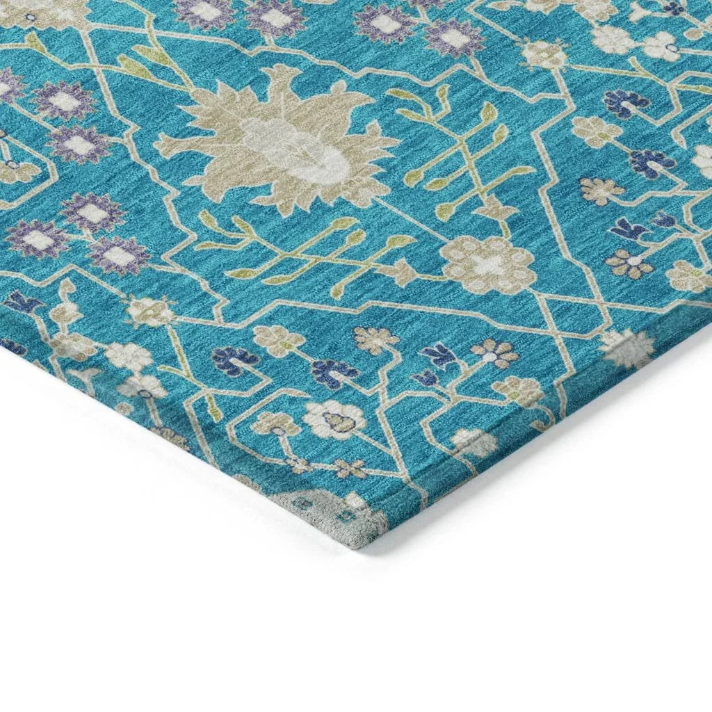 LOOMLAN Rugs Elara Teal Washable Indoor-Outdoor Rug