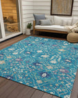 LOOMLAN Rugs Elara Teal Washable Indoor-Outdoor Rug