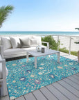 LOOMLAN Rugs Elara Teal Washable Indoor-Outdoor Rug