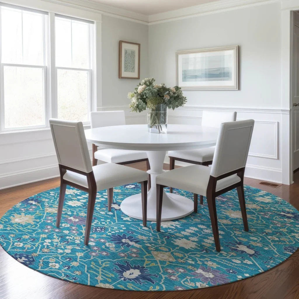 LOOMLAN Rugs Elara Teal Washable Indoor-Outdoor Rug