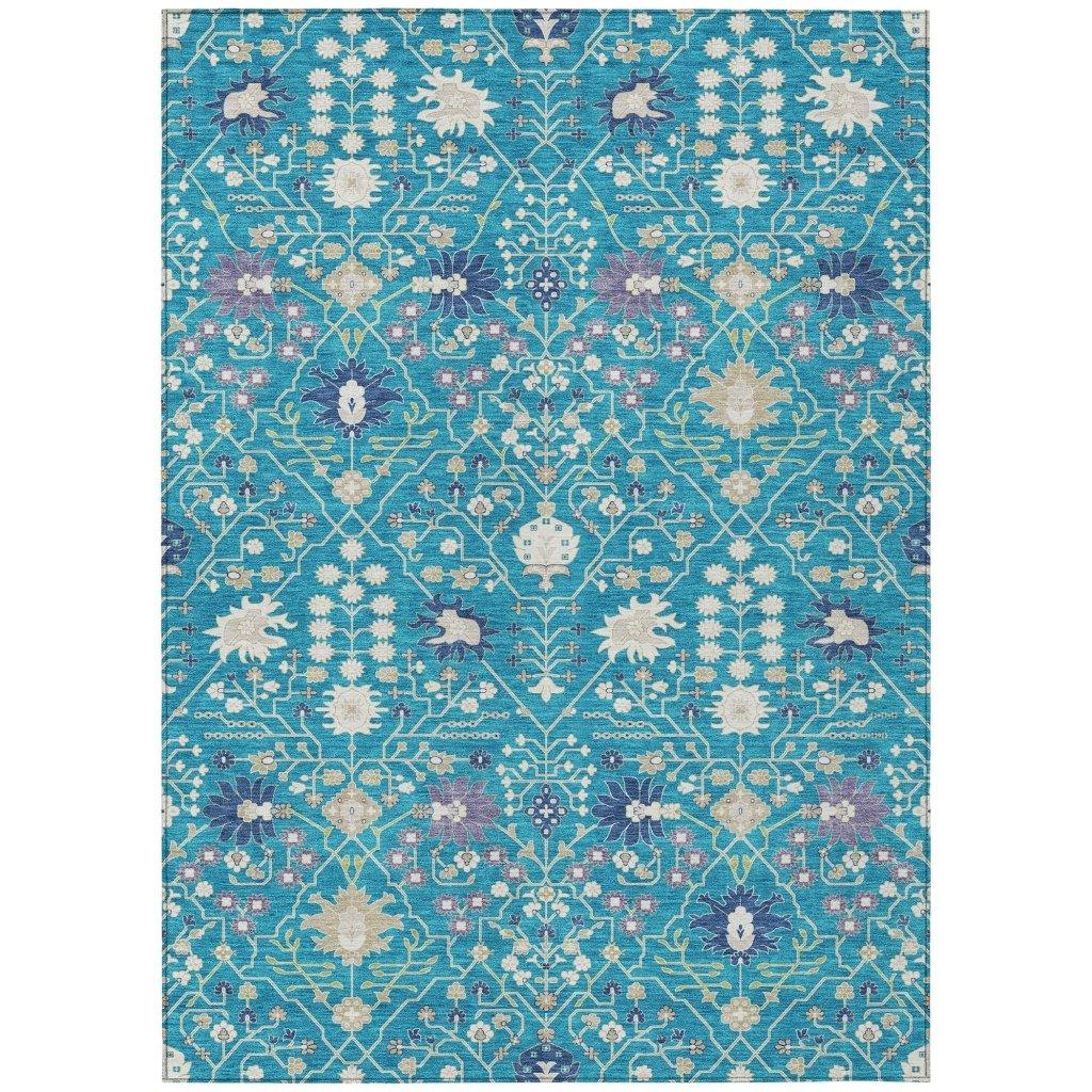LOOMLAN Rugs Elara Teal Washable Indoor-Outdoor Rug