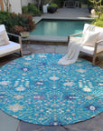 LOOMLAN Rugs Elara Teal Washable Indoor-Outdoor Rug