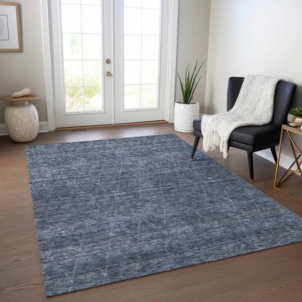 LOOMLAN Rugs Elaria Blue Washable Indoor-Outdoor Rug