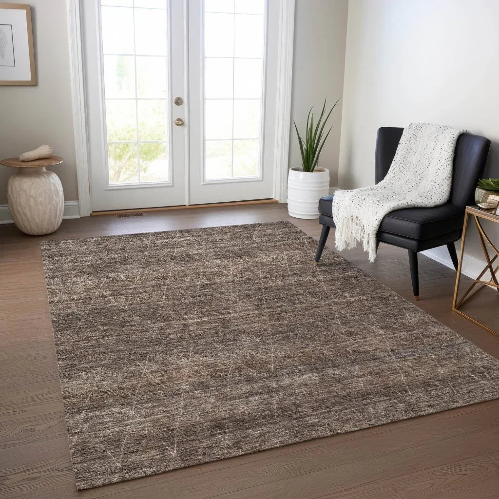 LOOMLAN Rugs Elaria Brown Washable Indoor-Outdoor Rug