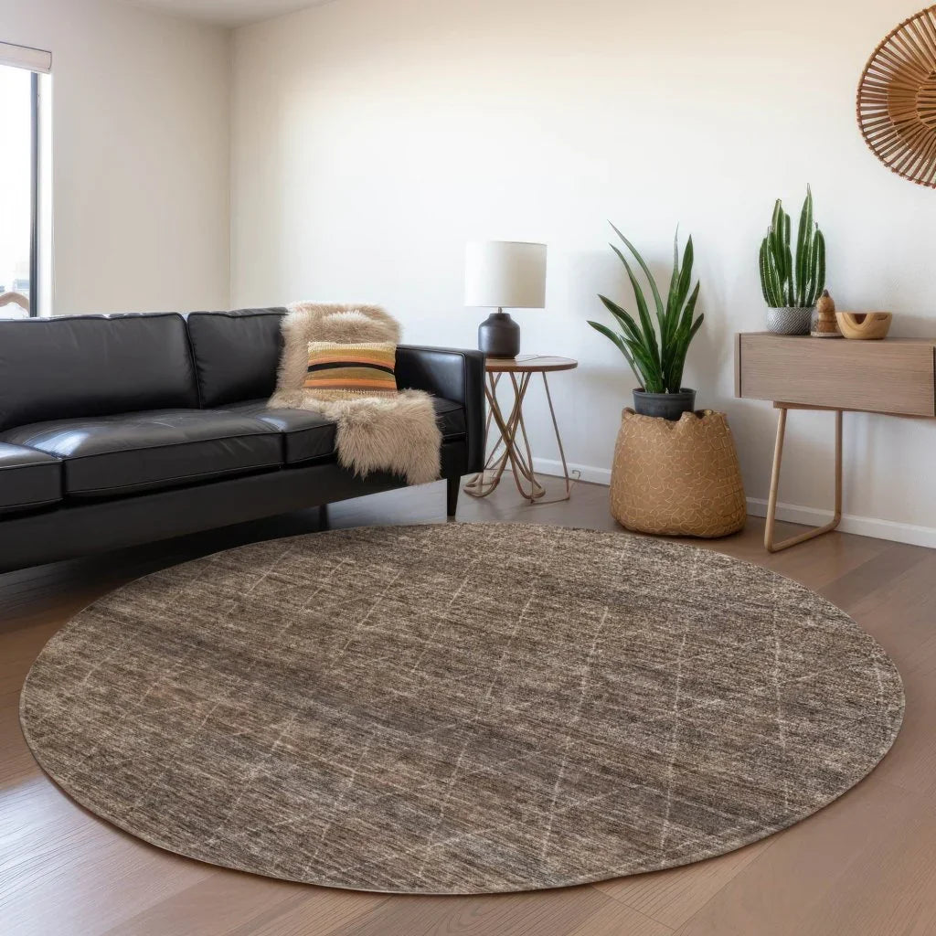 LOOMLAN Rugs Elaria Brown Washable Indoor-Outdoor Rug