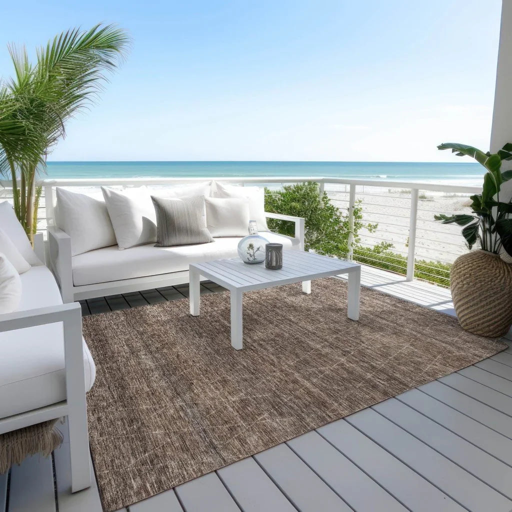 LOOMLAN Rugs Elaria Brown Washable Indoor-Outdoor Rug