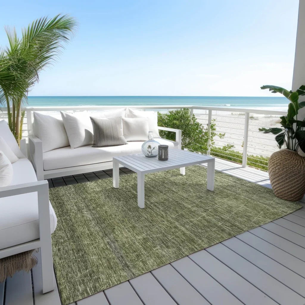 LOOMLAN Rugs Elaria Green Washable Indoor-Outdoor Rug