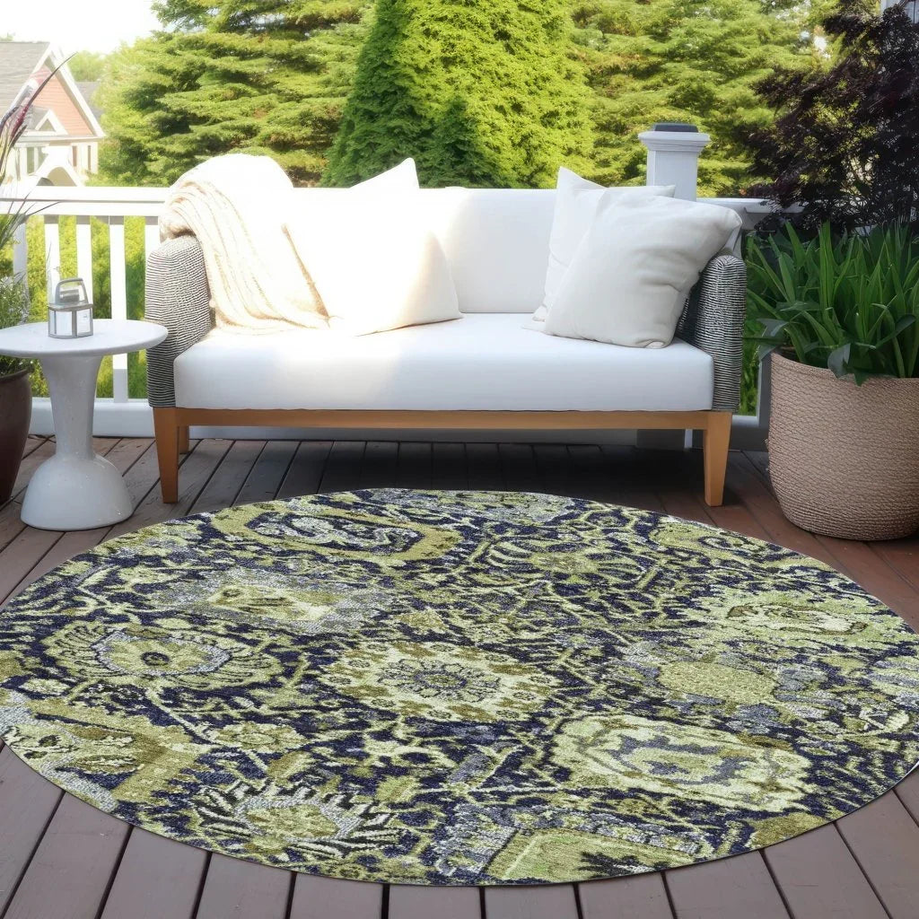 LOOMLAN Rugs Elarion Green Washable Indoor-Outdoor Rug