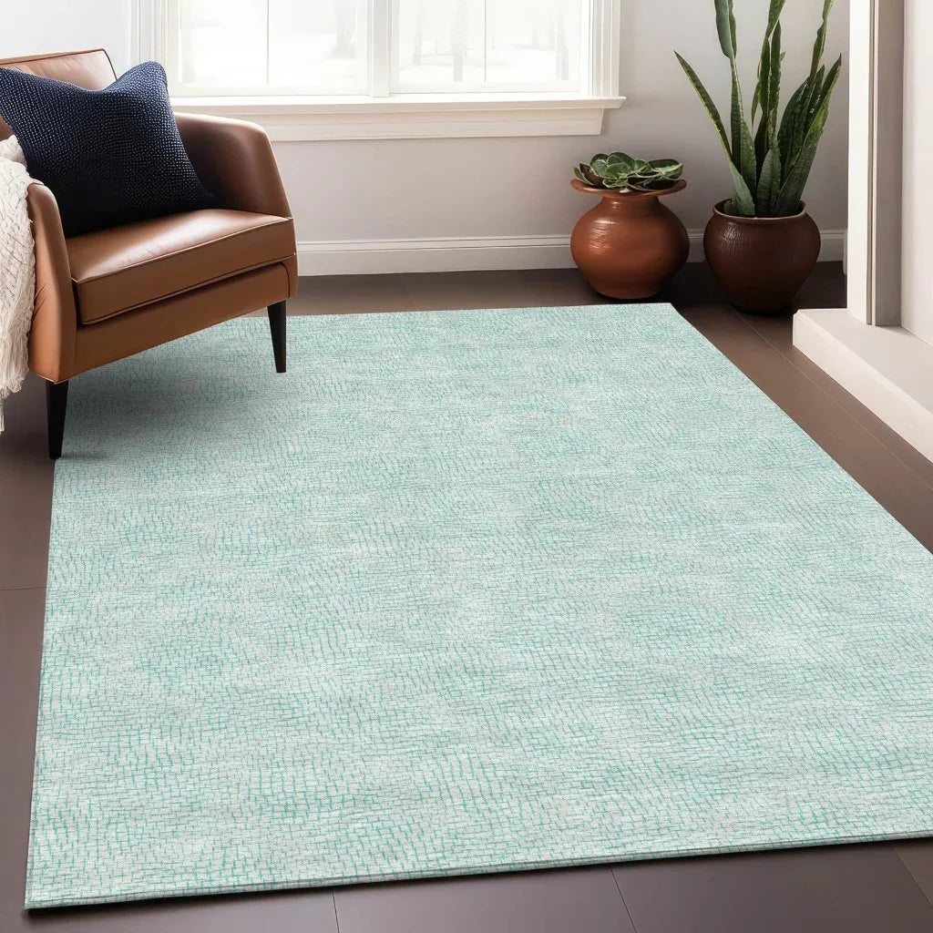 LOOMLAN Rugs Eleya Teal Washable Indoor-Outdoor Rug