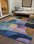 LOOMLAN Rugs Elina Blue Washable Indoor-Outdoor Rug