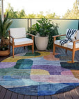 LOOMLAN Rugs Elina Blue Washable Indoor-Outdoor Rug