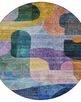 LOOMLAN Rugs Elina Blue Washable Indoor-Outdoor Rug