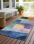 LOOMLAN Rugs Elina Blue Washable Indoor-Outdoor Rug