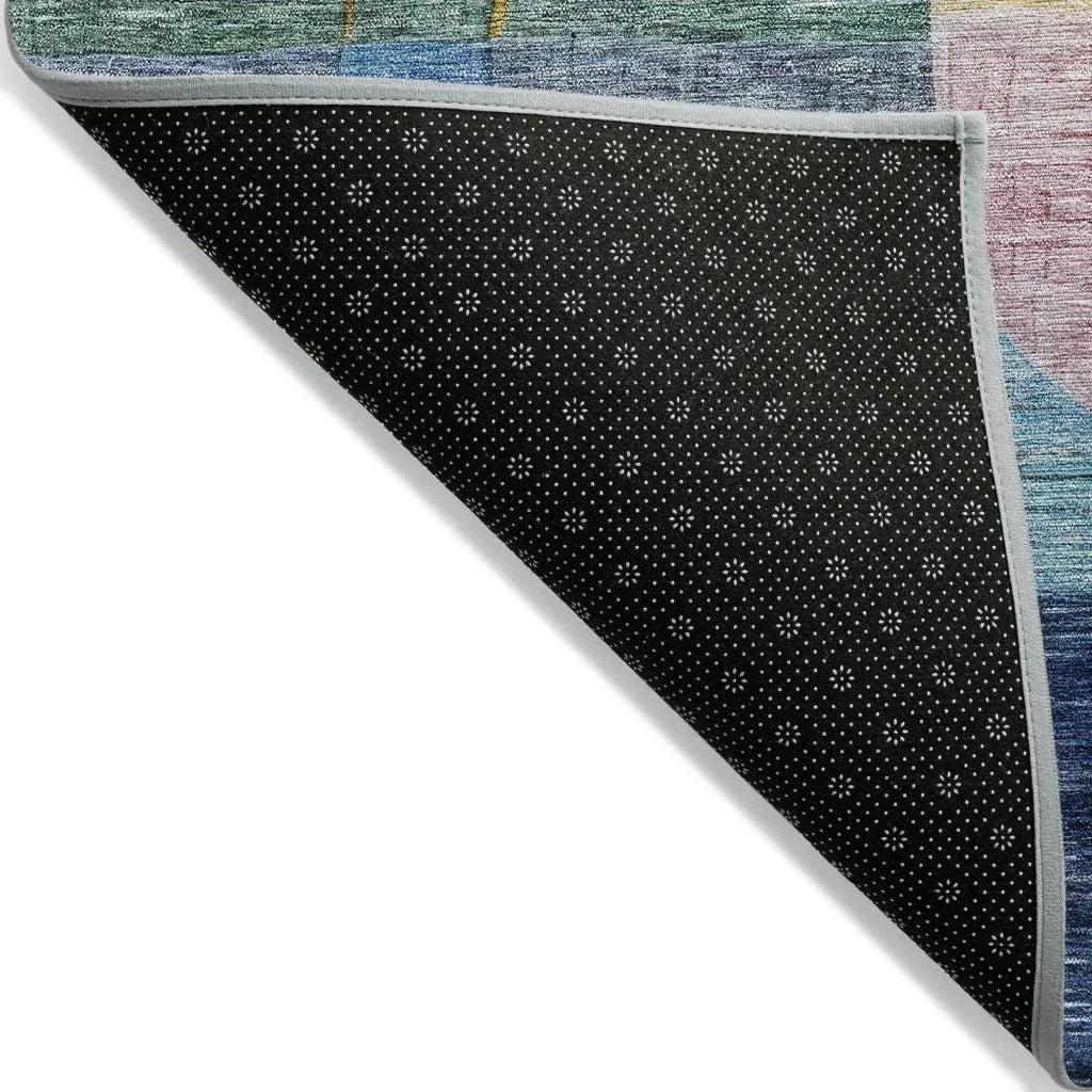 LOOMLAN Rugs Elina Blue Washable Indoor-Outdoor Rug