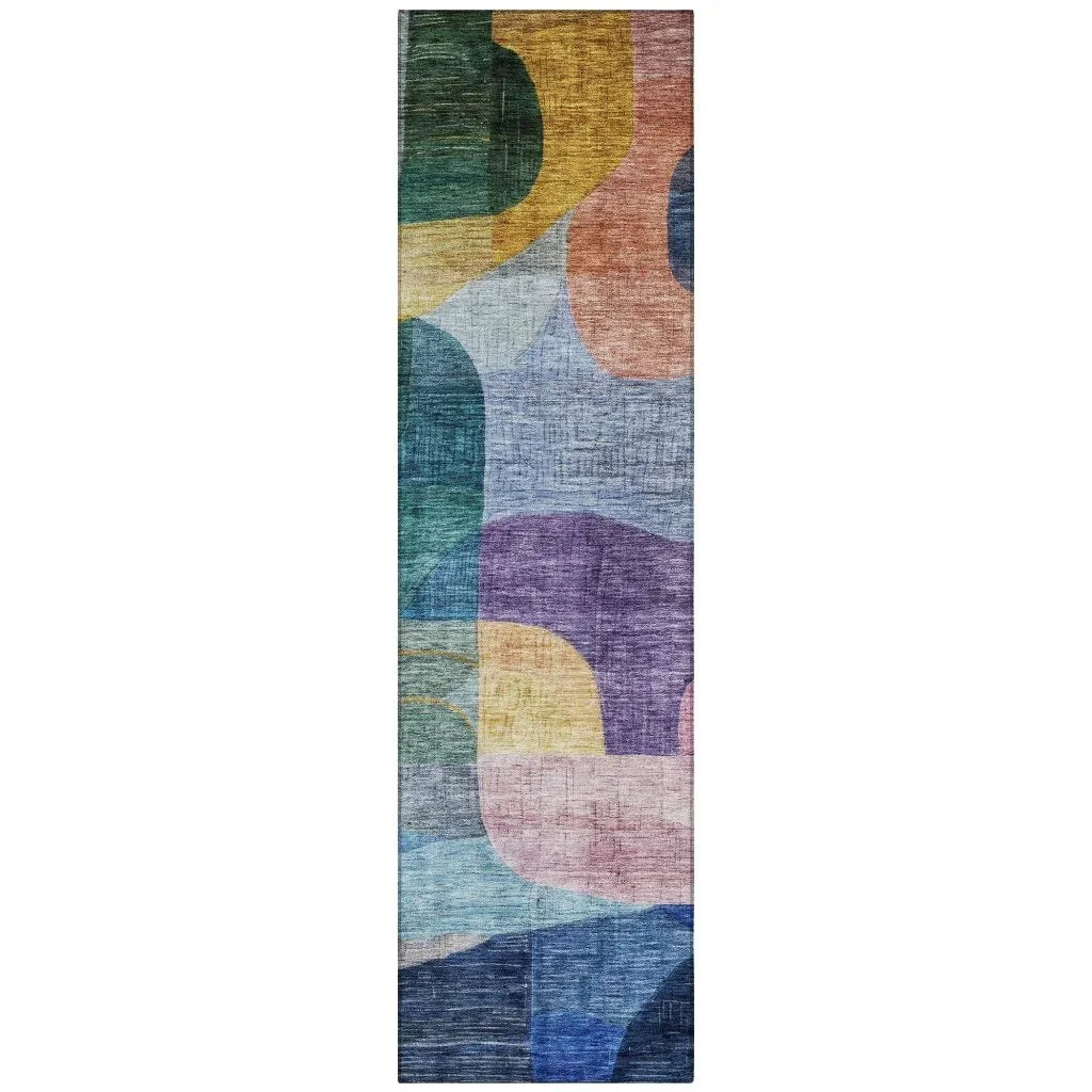 LOOMLAN Rugs Elina Blue Washable Indoor-Outdoor Rug