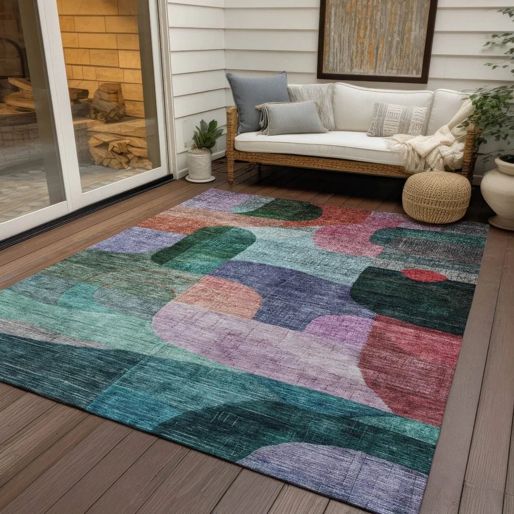 LOOMLAN Rugs Elina Green Washable Indoor-Outdoor Rug