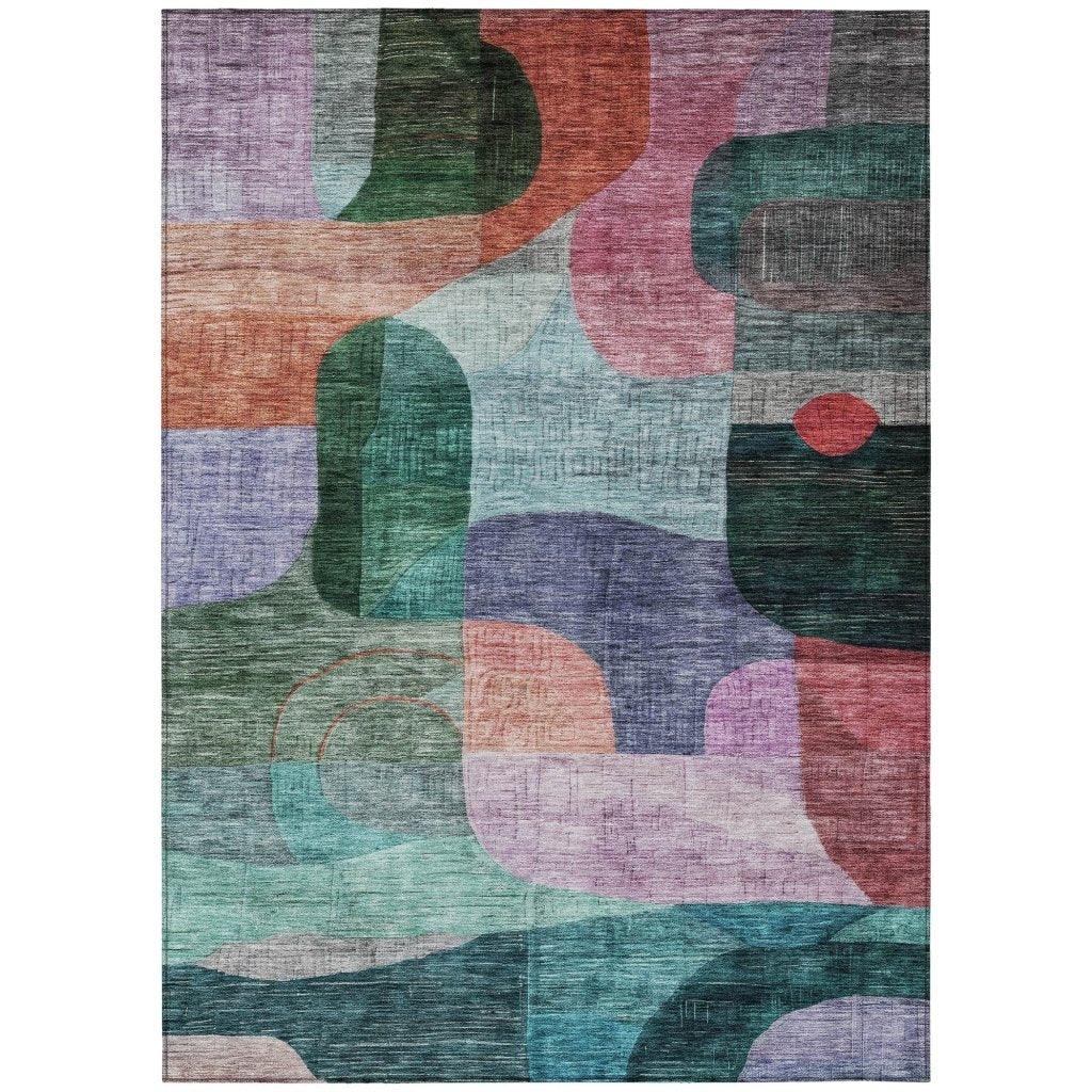 LOOMLAN Rugs Elina Green Washable Indoor-Outdoor Rug