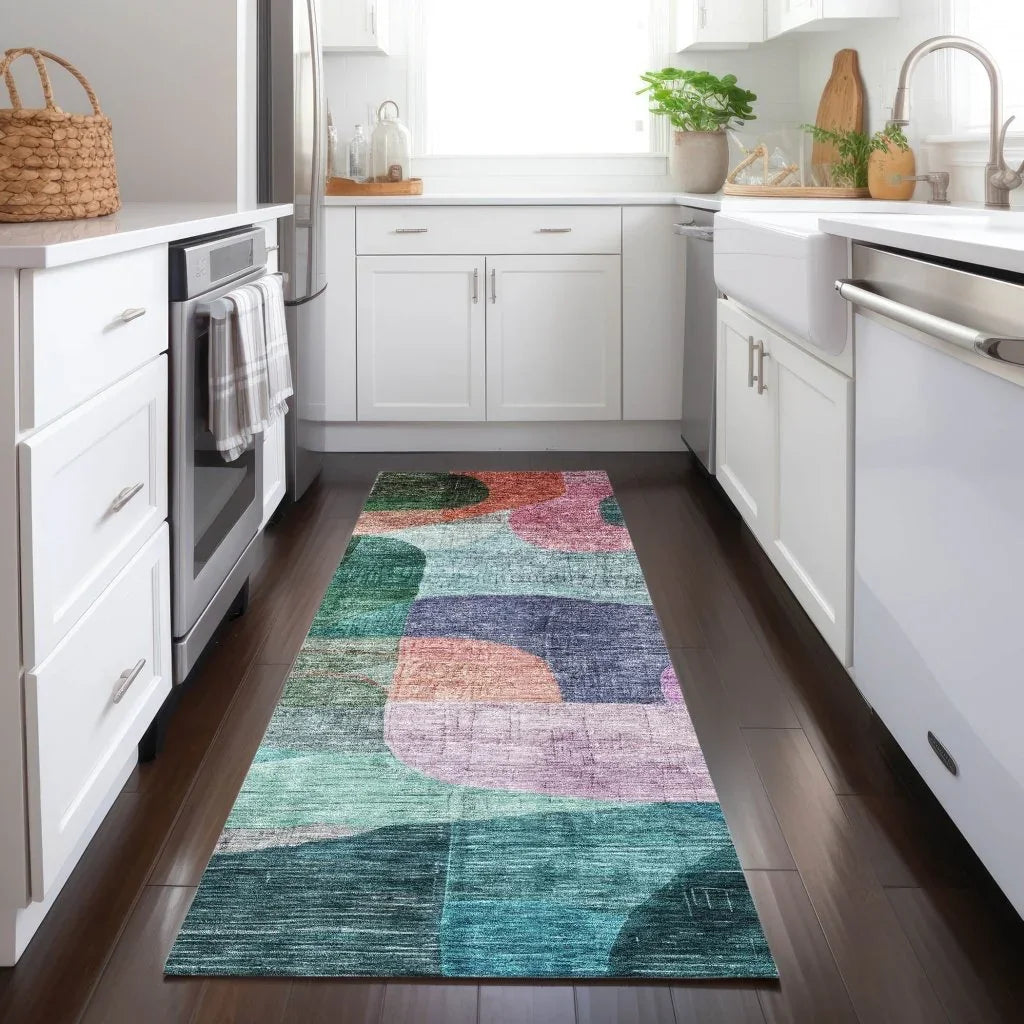 LOOMLAN Rugs Elina Green Washable Indoor-Outdoor Rug