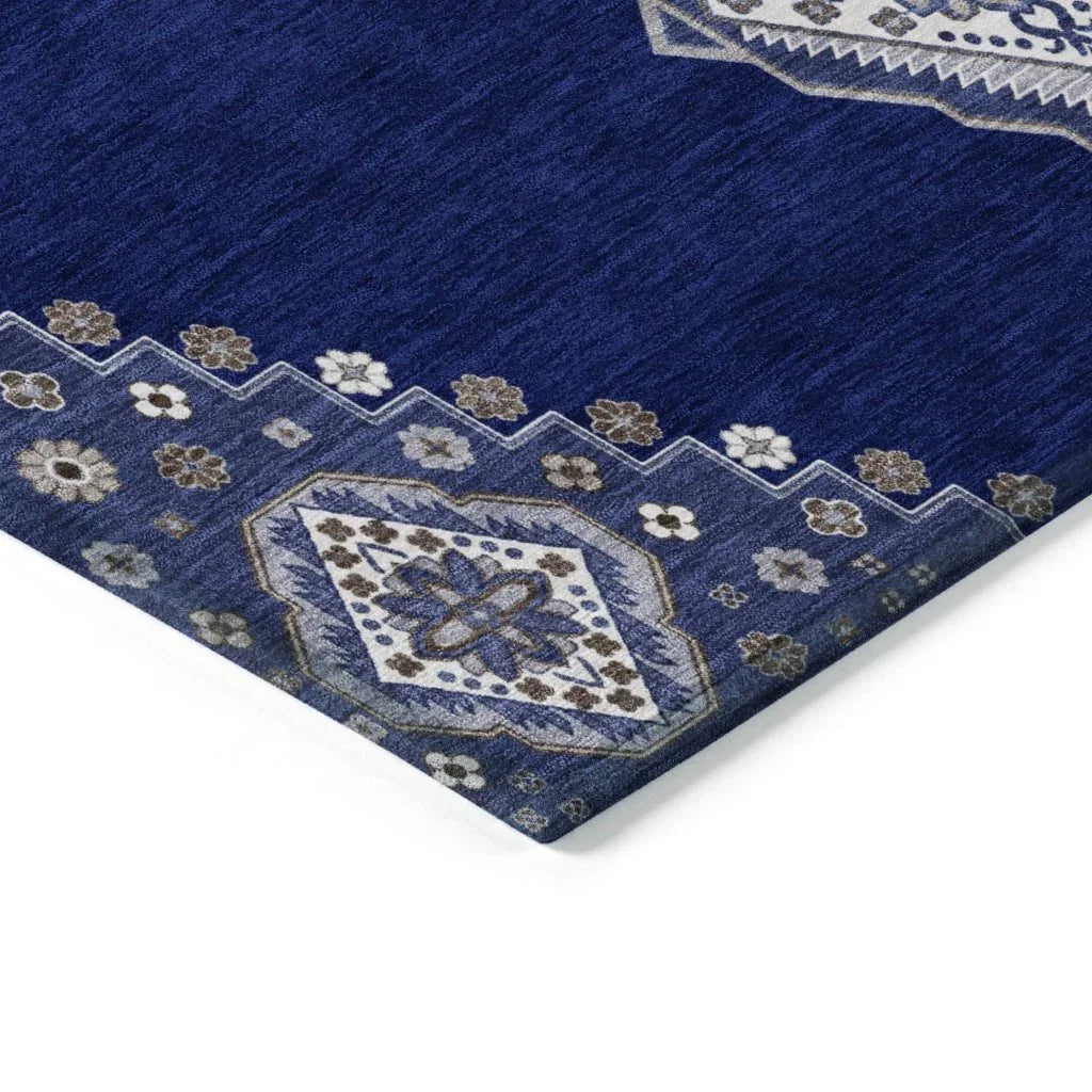 LOOMLAN Rugs Elira Blue Washable Indoor-Outdoor Rug