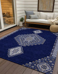LOOMLAN Rugs Elira Blue Washable Indoor-Outdoor Rug