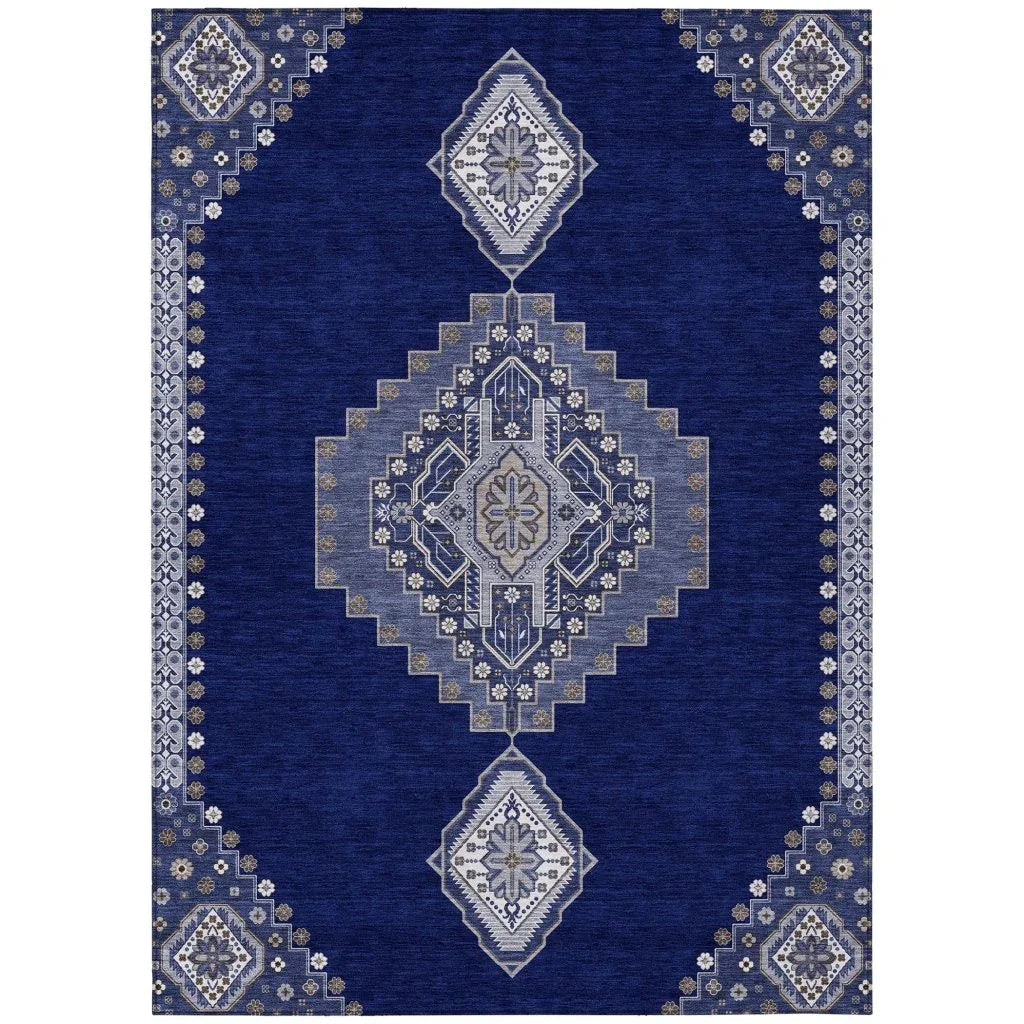 LOOMLAN Rugs Elira Blue Washable Indoor-Outdoor Rug