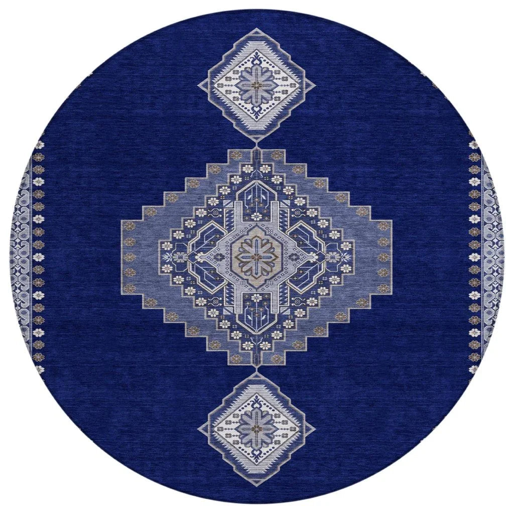 LOOMLAN Rugs Elira Blue Washable Indoor-Outdoor Rug