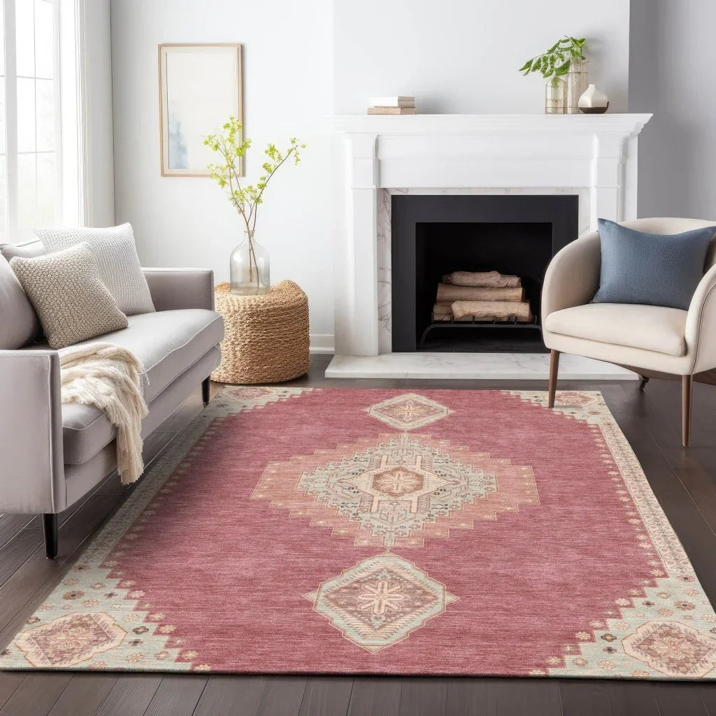 LOOMLAN Rugs Elira Blush Washable Indoor-Outdoor Rug