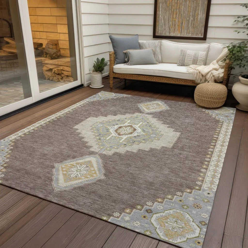 LOOMLAN Rugs Elira Brown Washable Indoor-Outdoor Rug