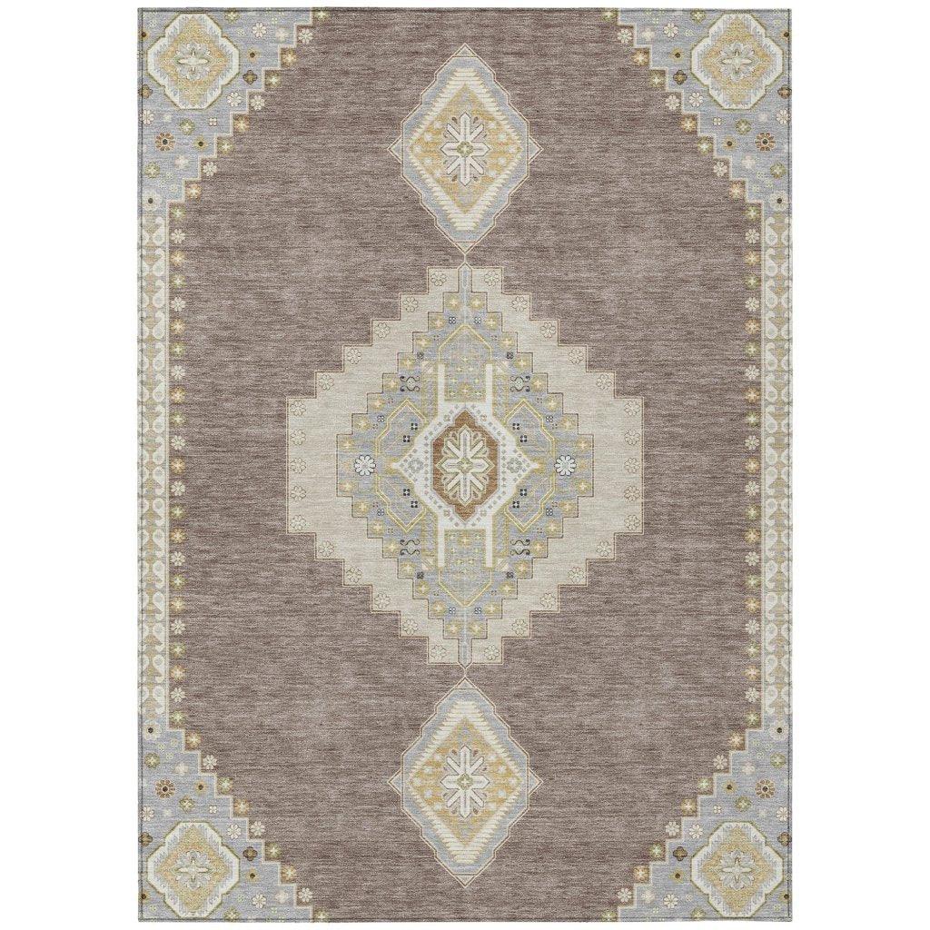 LOOMLAN Rugs Elira Brown Washable Indoor-Outdoor Rug