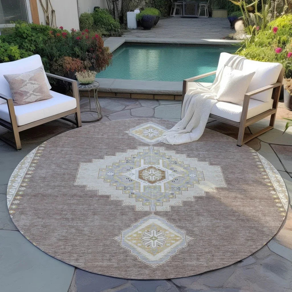 LOOMLAN Rugs Elira Brown Washable Indoor-Outdoor Rug
