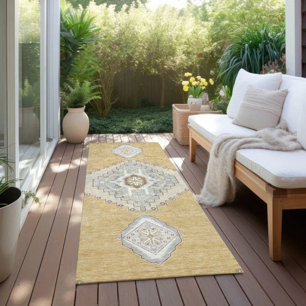 LOOMLAN Rugs Elira Gold Washable Indoor-Outdoor Rug