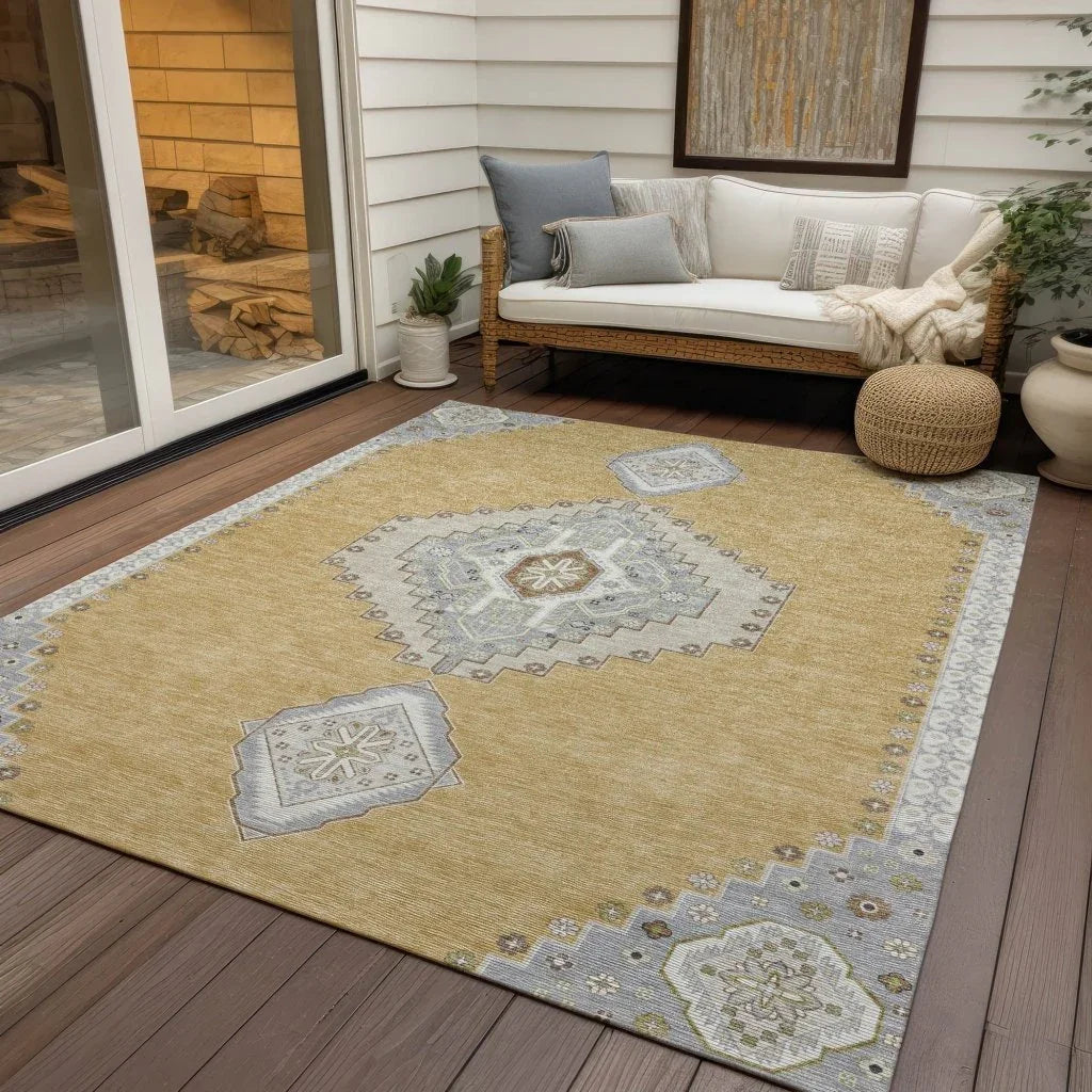 LOOMLAN Rugs Elira Gold Washable Indoor-Outdoor Rug