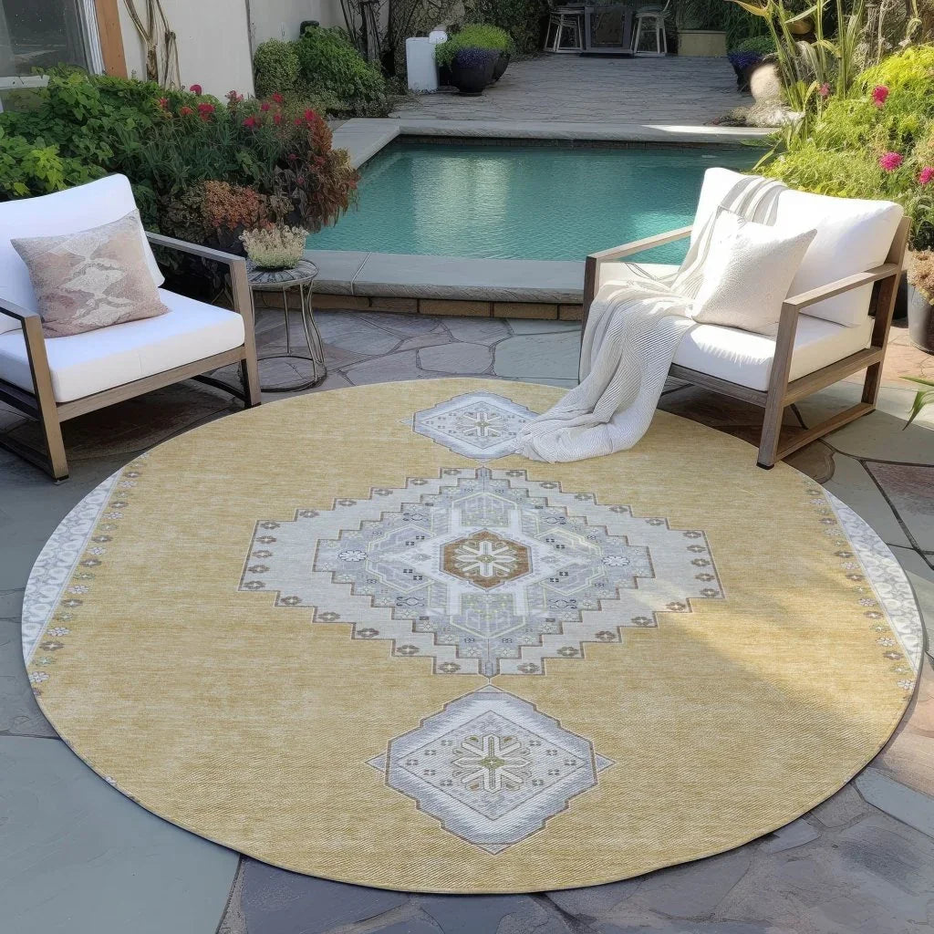 LOOMLAN Rugs Elira Gold Washable Indoor-Outdoor Rug