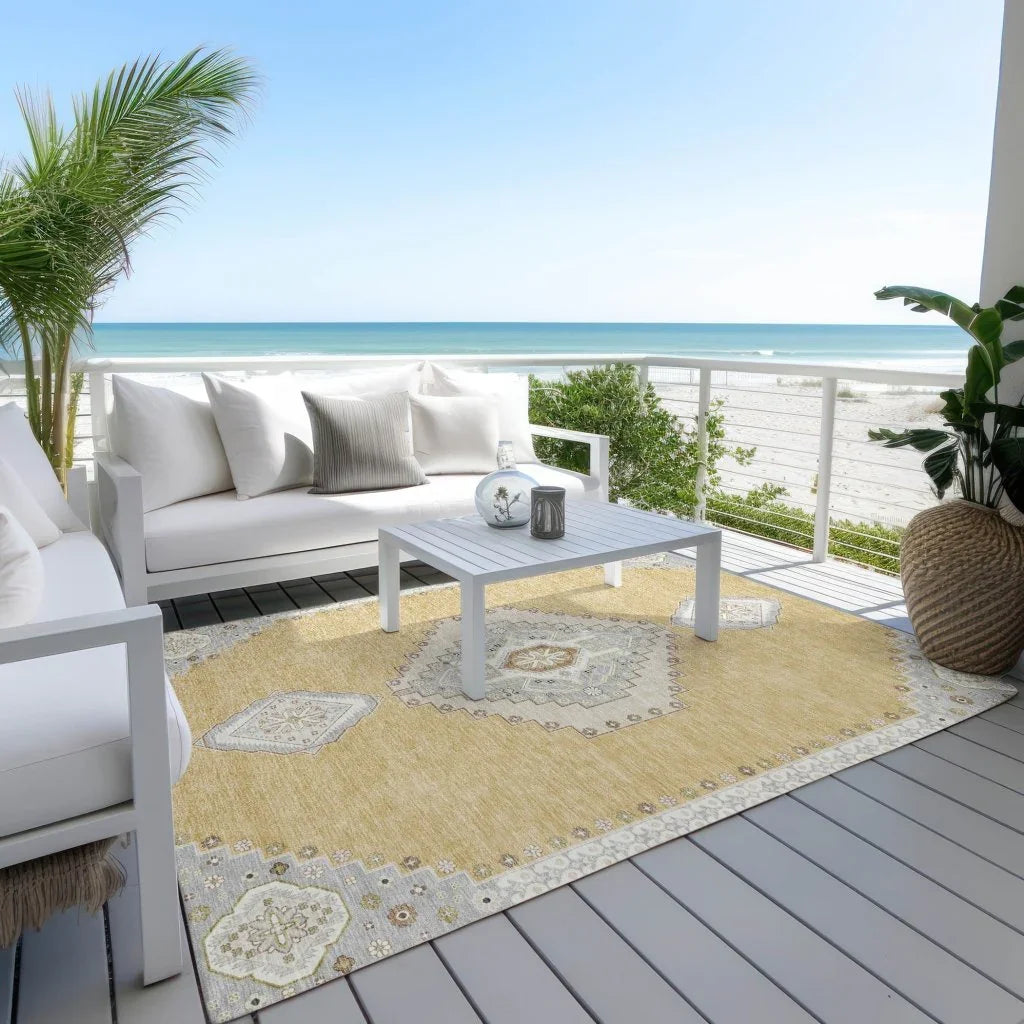 LOOMLAN Rugs Elira Gold Washable Indoor-Outdoor Rug