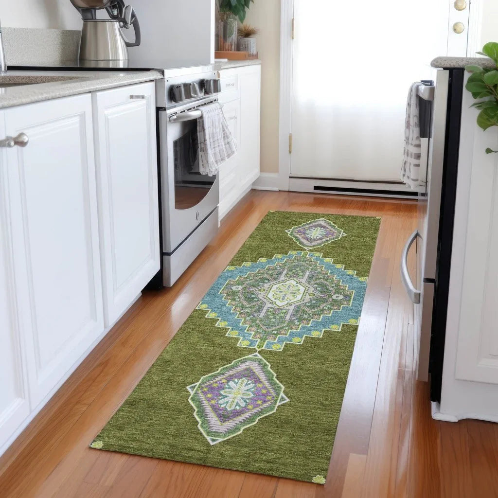 LOOMLAN Rugs Elira Green Washable Indoor-Outdoor Rug