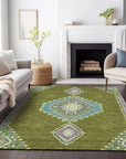 LOOMLAN Rugs Elira Green Washable Indoor-Outdoor Rug