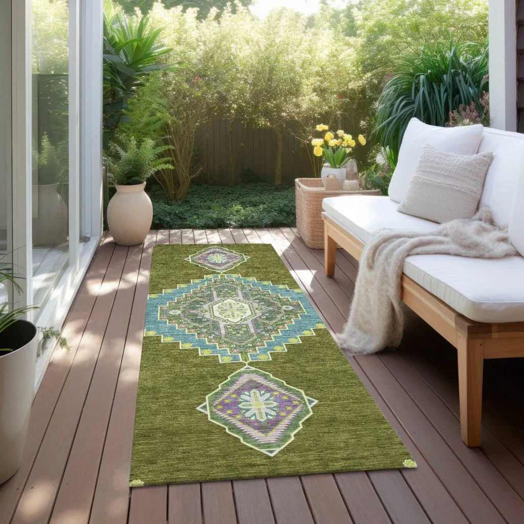 LOOMLAN Rugs Elira Green Washable Indoor-Outdoor Rug